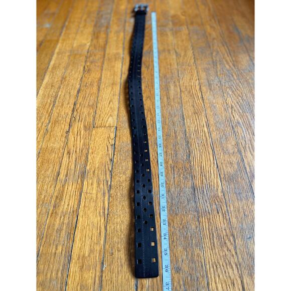 LEVI'S Black Leather Laser-Cut Belt Womens sz S - Picture 11 of 11